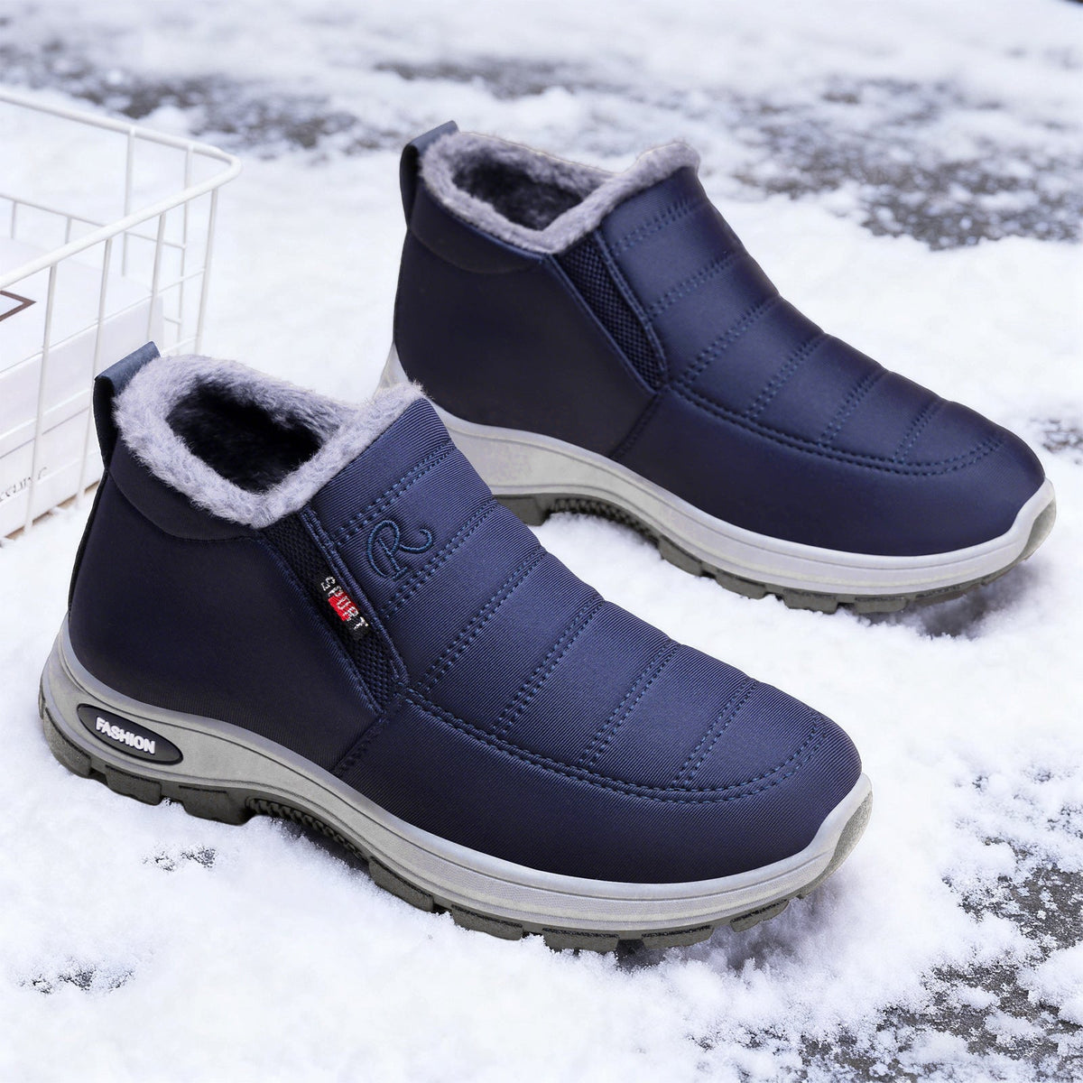 Women’s Slip-On Fleece-Lined Winter Boots – Warm, Waterproof & Anti-Slip