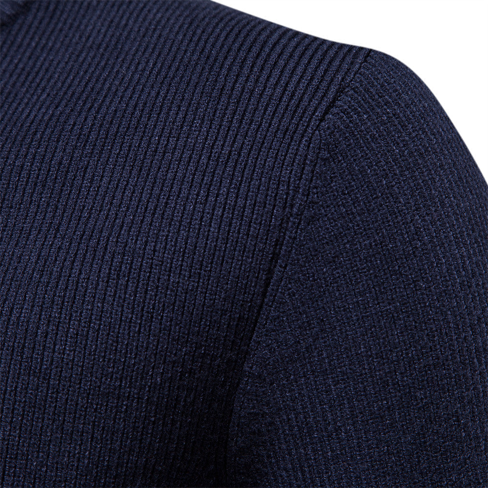 Men's Casual Vintage Style Stand Collar Full Zip Up Cardigan Sweater Coat