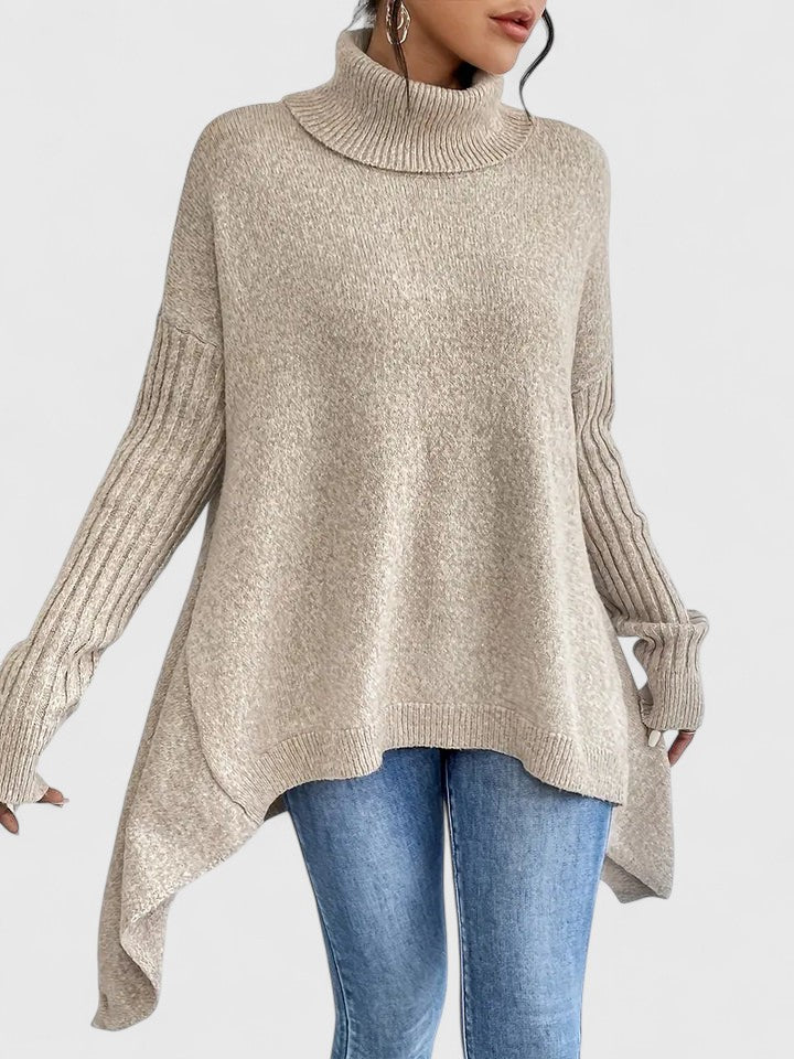 Casual Drop-shoulder Turtleneck Chunky Knit Sweater