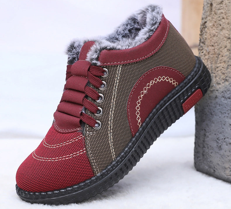 Women's Winter Fleece-lined Warm Non-slip Soft-soled Cotton Shoes