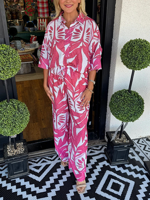 New🔥Women's floral casual loose two-piece suit
