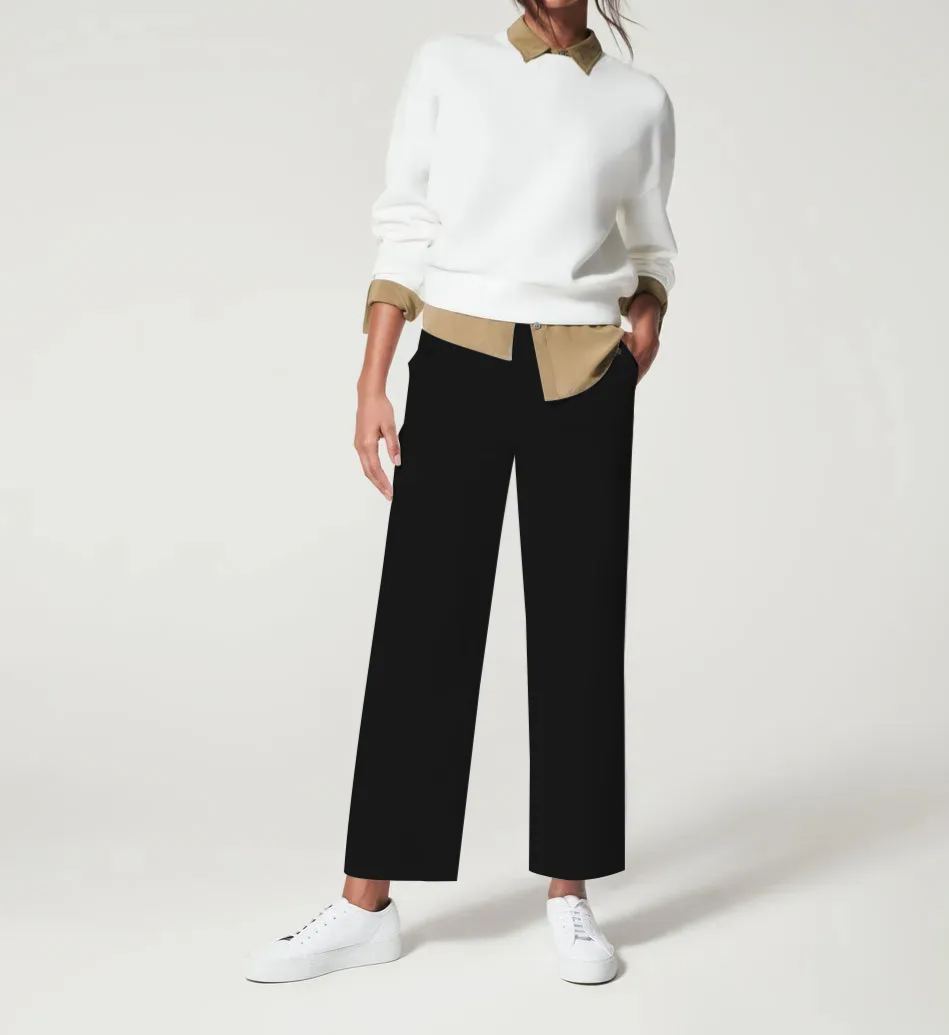 Stretch Twill Cropped Wide Leg Pant